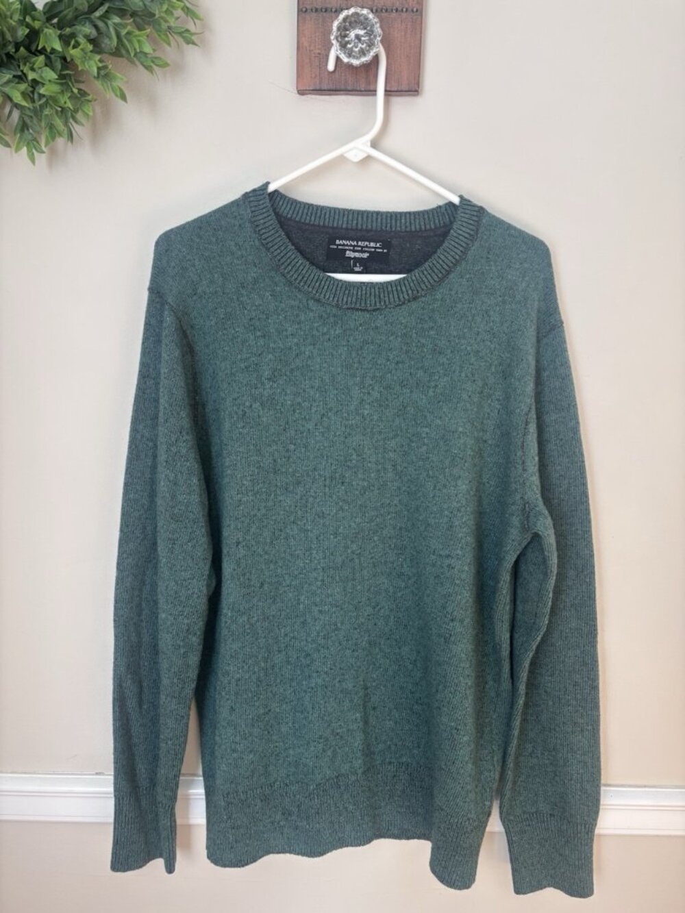Banana Republic Filpucci Mens Size L Green Sweater Italian Wool Blend